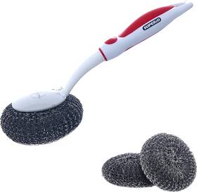 393-191 Superio Bbq Grill Brush Bristle Free Stainless Steel Scrubber 3 Pc Set Red