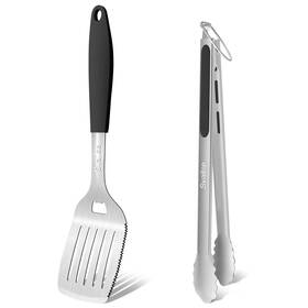 Svailse 725944557457 Stainless Steel Grill Spatula And Food Tongs Set For Outdoor 2pcs Heavy