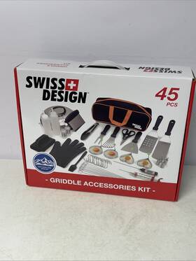 Csdf-45gak-2 Swiss Design 45 Pcs Griddle Accessories Travel Barbecue Grilling Kit New