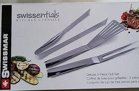 Swissmar 056975028129 Swissentials Deluxe 3-piece Grill Set Stainless Steel Bbq Tools New