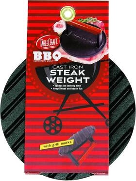 Bbq3015 Tablecraft 727875101990 Bbq Coated Cast Iron 7-inch Round Steak Weight