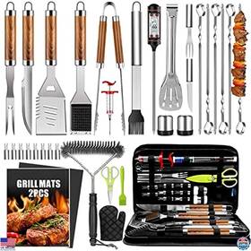 B08yys2rc3 Taimasi 34pcs Heavy Duty Bbq Grill Accessories Set Stainless Steel Tools And Thermometer