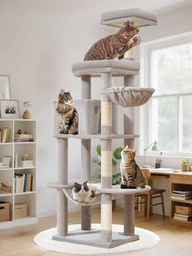 Ms042w Taoqimiao Cat Tree 66-inch Large Tower With Scratching P... Fast Ship