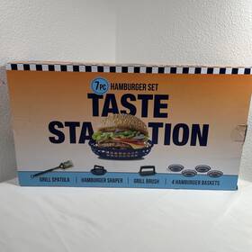 Taste Station 848496070769 7 Piece Hamburger Set Spatula Shaper Brush And 4 Baskets New In Box