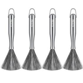 Jel-teecyhooo-0742 Teecyhooo 4 Pcs Stainless Steel Dish Brush With Handle Heavy Duty Kitchen Scr