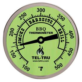 Bq300 Tel-tru 855026003128 Barbecue Thermometer 3 Inch Glow Dial With Zones 2.5 Ste