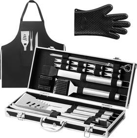Terlulu 705353183690 22pcs Grilling Accessories Bbq With Aluminum Case Stainless Steel