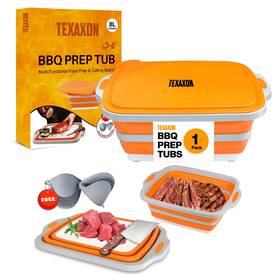 Tx-pt-o-8l Texaxon Bbq Prep Tub With Cutting Board Lid And Complimentary Mitts/gloves