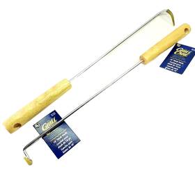 L8584 The Grill Care Company 060197105520 Lot Of 2 - 18 Inch Steak Hook By Co. #l8584 Wooden Handle Obb8