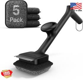 Thermomaven 850074930174 Bristle Free Steam Grill Brush 17 Inch Black 5 Pc Set