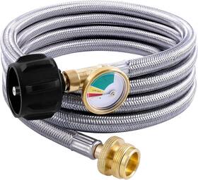 Tohongadon 445041695663 6 Ft Propane Hose Adapter With Gauge Tank Adapters For 1lb Portabl