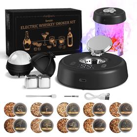 Cewsk002 Tomzio Electric Whiskey Smoker Kit With 7 Light Modes Rechargeable Basic Set Silver
