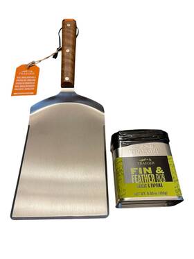 Traeger Industries 634868931956 Bbq Grilling Spatula Grills Xxl / Wide Acc With Teak Hdle. Free Rub