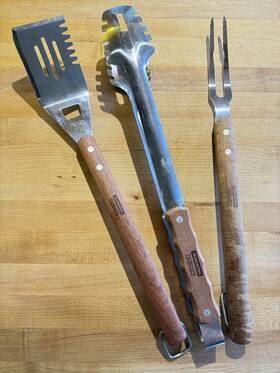 438408 Tramontina New Churrasco Multipurpose Jumbo Spatula Forks Tongs Set