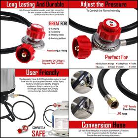 Unbrended 810002702181 Gas Hose Grill Regulator Tank High Pressure 4ft 0-20 Psi U.s. Propane Tanks