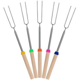 Unco 850024546288 Extendable Stainless Steel Roasting Sticks 5 Pack 32 Inch For Sftmores Hot Dogs Campf