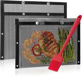 X10.6 Unco 850024546707 Bbq Grilling Bags 2 Pack 11.8 Inch Mesh Grill With Basting Brush