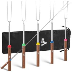 Krcx005u431vc Unco Marshmallow Roasting Sticks 32 Inch 5 Pack Dark Brown Wooden Handle Exte