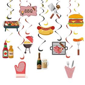 Uniideco 761594728540 48pcs Bbq Party Decorations Hanging Swirls Picnic Ceiling Decor Cutouts