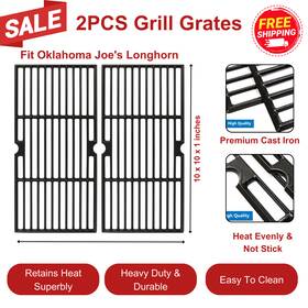 Chr1767150 Utheer 2 Pcs Heavy Duty Cast Iron Grill Grates For Oklahoma Joes Longhorn Comb Smoker