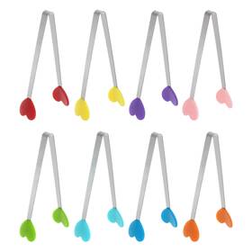 Uxcell 634149542987 Mini Food Tongs 13.5cm Heart Shape Stainless Steel With Silicon Tips Colourful