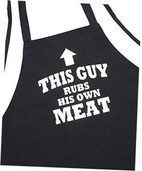 Apron-1105 V-tex Inc. Coolaprons This Guy Rubs His Own Meat Funny Bbq Aprons For Men Black Gift