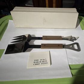 106.346.482 Vernco Stainless Steel 10-in-1 Bar-b-que Chef Tong Bbq Tool Set Wood Handles