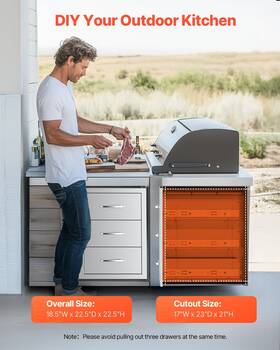 Vevor 197988151869 Outdoor Kitchen Drawers Triple Bbq Access Island 18.5x22.5x22.5 In