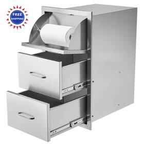Vevor 197988718413 Outdoor Kitchen Drawers 17w X 30h 21d Inch Stainless Steel Double Access