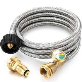 Us-vicenpal-3027 Vicenpal Propane Tank Extension Hose Braided With Gauge And Adapter Converts Pol