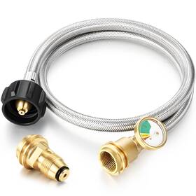 Us-vicenpal-3028 Vicenpal Propane Tank Extension Hose Braided With Gauge And Adapter Converts Pol