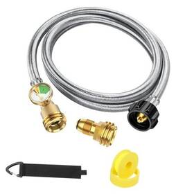 Z1rqg0103 Vieaube 5 Ft Propane Tank Extension Hose Braided With Gauge Pol To Qcc1 Feet Z1rqg0103 Vieaube 5 Ft Propane Tank Extension Hose Braided With Gauge Pol To Qcc1 Feet