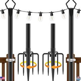 Visit The Ailbton Store Ca-100ft 10ft String Light Poles 2 Pack Metal Stand For Outdoor Lights Deck Patio Use