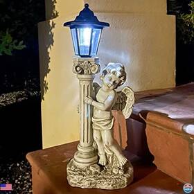 B09fxhv3bg Visit The Aloak Store 19.7 Inch Solar Angel Statue With Pillar For Outdoor Garden Lawn Decor Religious