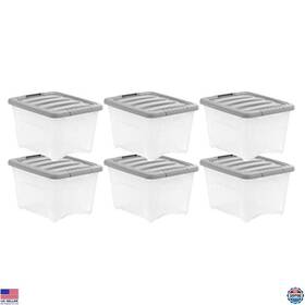 355552 Visit The Amazon Basics Store Stackable Clear Plastic Storage Bins With Latching Lids 19 Quart Set Of 6