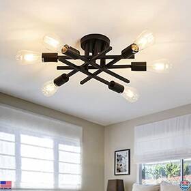 Y-102 Visit The Asgyisa Store Modern 6-light Semi Flush Mount Ceiling Light Fixture - Black Vintage Chandelier