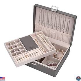 B094758xlc Visit The Ataimeisen Store Travel Jewelry Organizer Box - Gray Storage Case For Accessories And Crafts