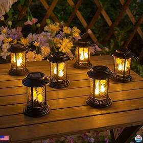 Bee6454 Visit The Beautyard Store Outdoor Solar Flickering Candle Lights - 6 Pack Decorative Lantern Stakes