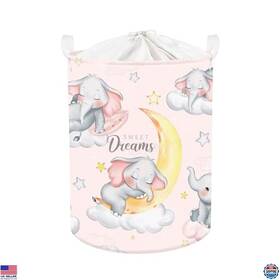 Cts0191y Visit The Clastyle Store Pink Elephant Laundry Basket For Kids - Collapsible Hamper With Lid