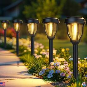 B90h Visit The Deraysion Store 12 Pack Solar Pathway Lights Auto On/off Waterproof Garden Landscape Lighting