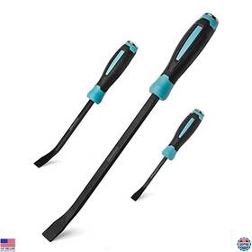 B0b8sj6fpd Visit The Duratech Store 3-piece Pry Bar Set 8 Inch 12 18 - Hammer Strike Cap Angled Tip For Prying