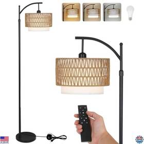 230305a1 Visit The Eyassi Store Arc Floor Lamp With Remote Dimmable Bulb 3 Color Temperatures Boho Design