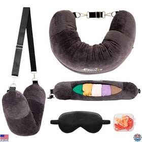 Ez4uvoy Visit The Store 05896 Stuffable Travel Neck Pillow With Soft Velvet Case Packable Storage Bag