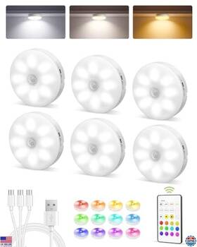 Ezl2415a Visit The Ezvalo Store 6-pack Rechargeable Motion Sensor Puck Lights Dimmable Under Cabinet Lighting