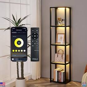 Fen-109-cct-bk Visit The Fenlo Store Led Glass Display Cabinet With Dimmable Light Remote And App Control Adjustable