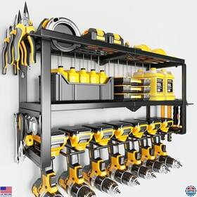 Organizer-7 Visit The Hipidian Store Heavy Duty Wall Mount Tool Organizer Rack - 300lbs 3 Layers 7 Drill Holders