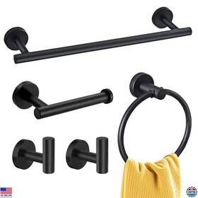 Bhs-0306 Visit The Justhere Store 5-piece Matte Black Bathroom Hardware Set Stainless Steel Wall Mounted