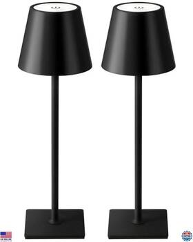 Amz-tbl-003 Visit The Kdg Store 2 Pack Cordless Led Table Lamps Rechargeable 5000mah 3 Color Dimming Black
