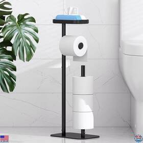 Ca4039 Visit The Kitsure Store Rustproof Free Standing Toilet Paper Holder For 4 Rolls And Shelf Black