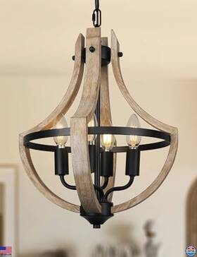 B0d9n9ttnh Visit The Klgxnrd Store 4-light Farmhouse Pendant Light Fixture Adjustable Vintage Wood Chandelier